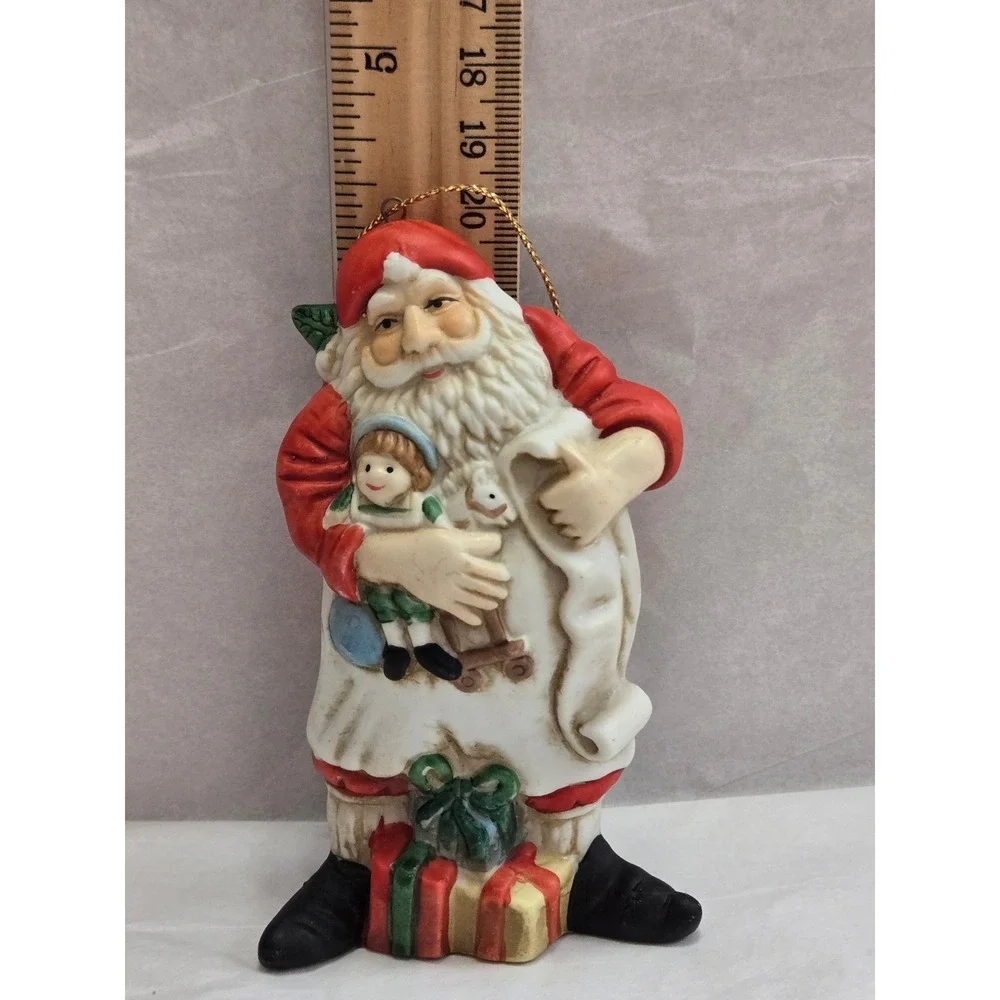 Vintage Santa Claus Ornament Figurine Toy List Christmas Holiday Decor